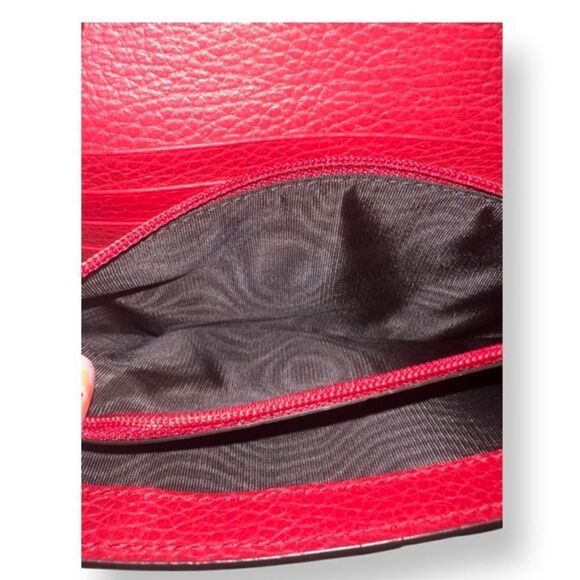 NEW Gucci Red Interlocking GG Pebbled Leather Long Continental Wallet - Picture 8 of 15